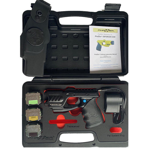 PhaZZer Enforcer CEW Complete Set: Law Enforcement Grade Self-Defense - Black, Yellow, Pink