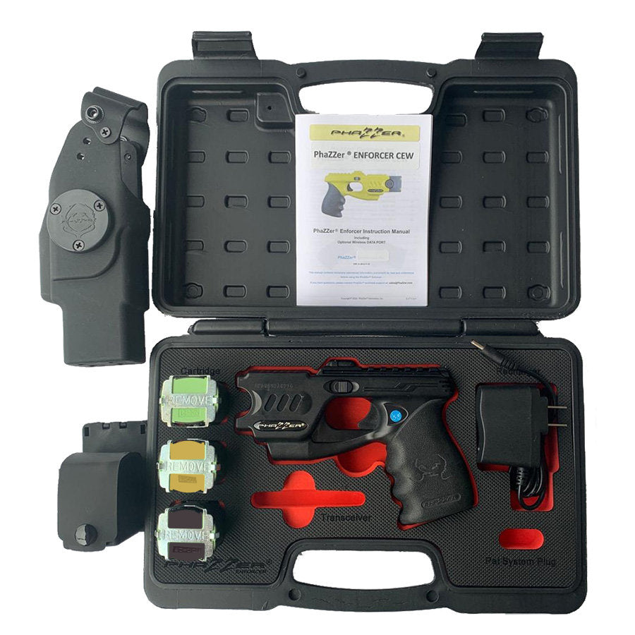 PhaZZer Enforcer CEW - Less-Lethal Self-Defense Weapon w/ Data Port - Black or Yellow