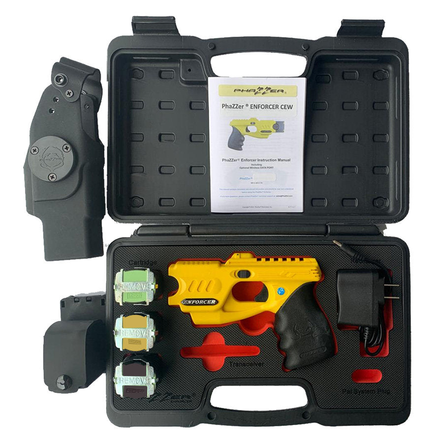 PhaZZer Enforcer CEW - Less-Lethal Self-Defense Weapon w/ Data Port - Black or Yellow