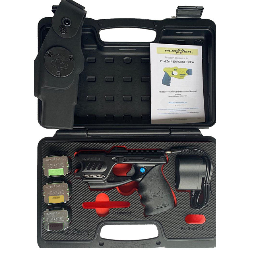 PhaZZer Enforcer CEW Complete Set: Law Enforcement Grade Self-Defense - Black, Yellow, Pink